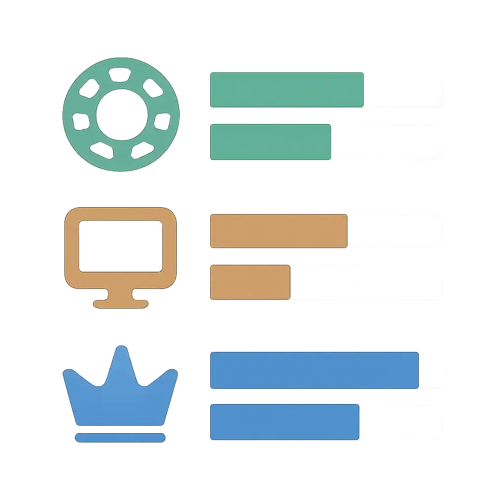Infographic comparing options using coloured bars and icons only, no text or labels, flat design, Daman Club